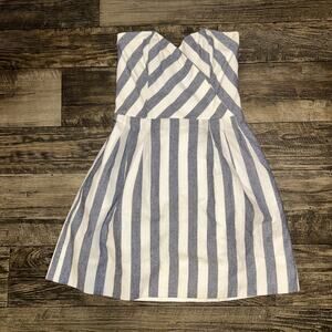 Kirribilla Lola Chambray Blue Striped Strapless Dress Sweetheart Bow Nautical 6
